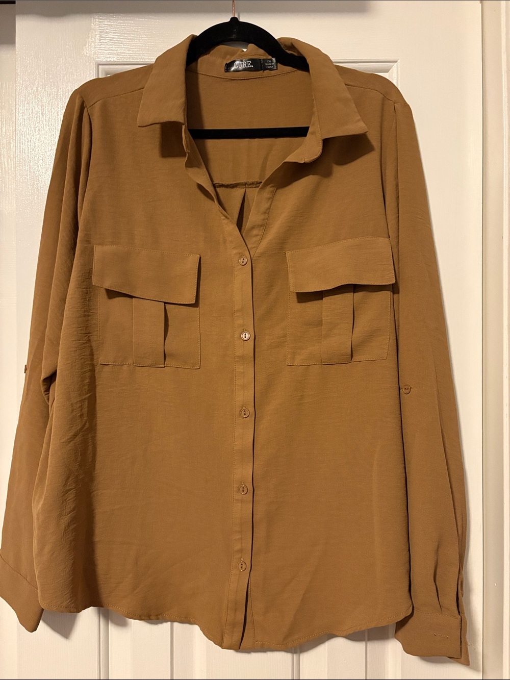 Stylish Button-Down Utility Shirt in Camel